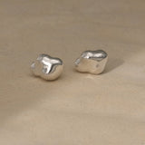CLOUD earrings in recycled silver, showcasing ethical handmade jewelry with a natural shiny finish.