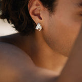 Handmade CLOUD earrings crafted from recycled silver, showcasing ethical jewelry with a sustainable design.