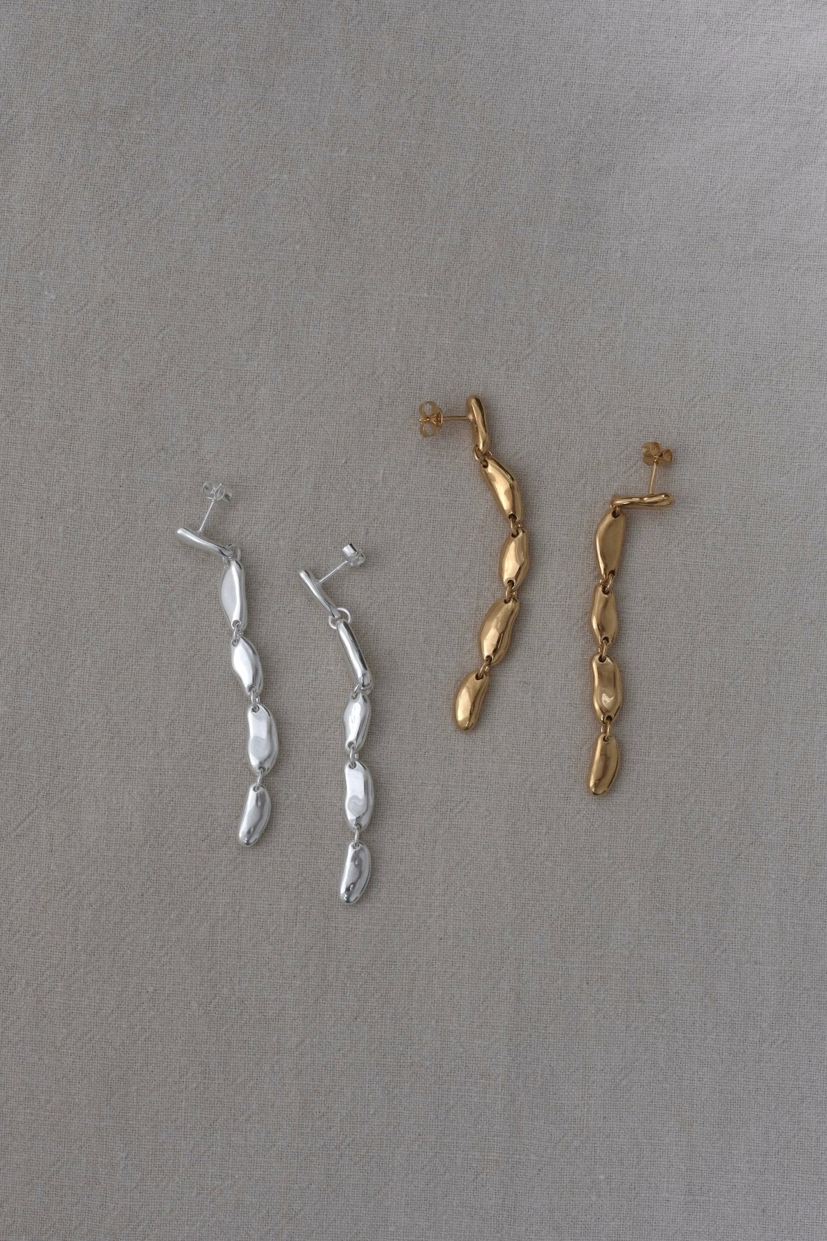 MURMUR earrings in recycled silver and gold-plated designs, showcasing sustainable and ethical handmade jewelry.