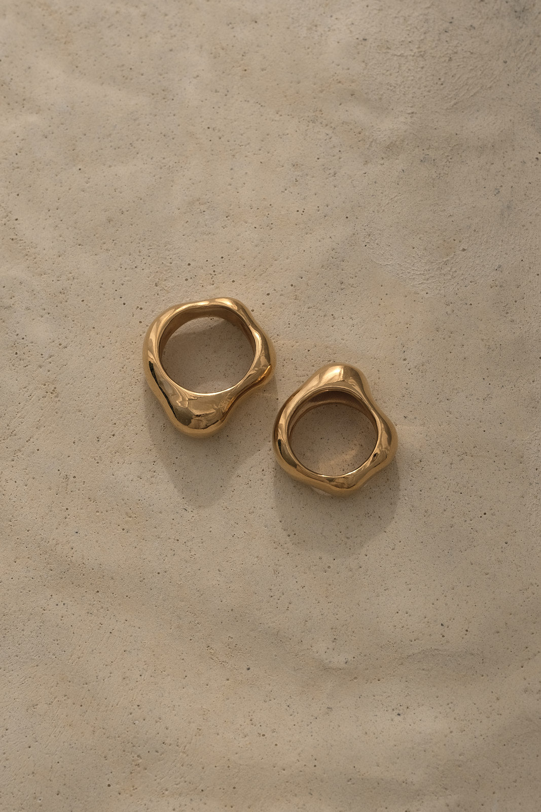 MUSA sustainable rings in 18k gold plating, showcasing ethical, handmade jewelry with a natural shiny finish.