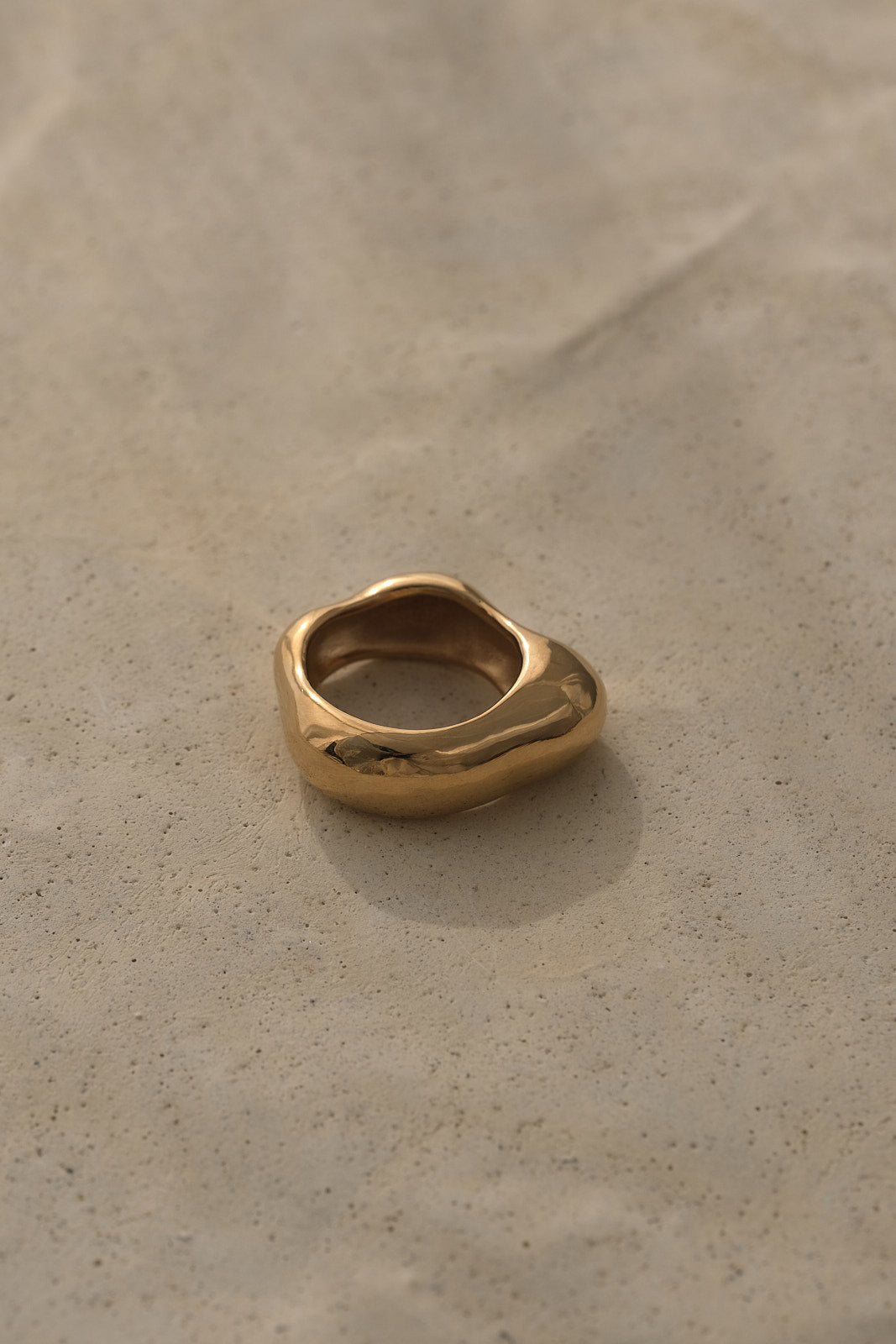 MUSA ring made of 18k gold-plated recycled silver, showcasing ethical handmade, sustainable jewelry design.