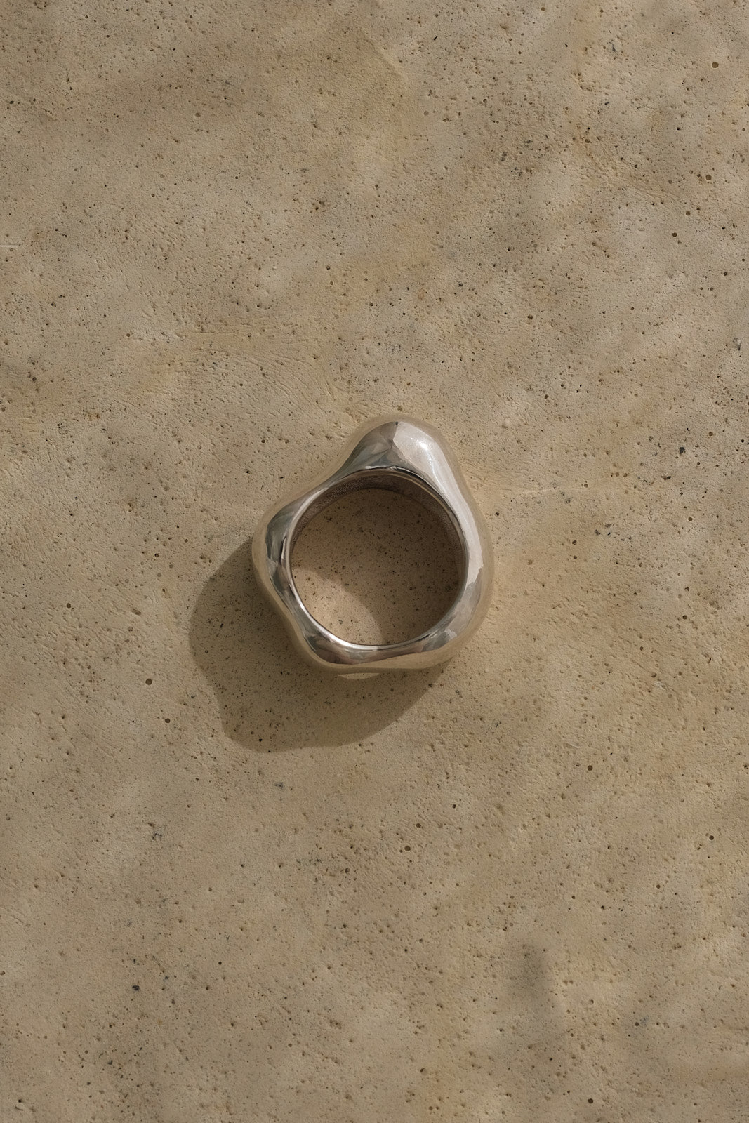 MUSA ring made from recycled silver with a natural shiny finish, showcasing ethical handmade craftsmanship.
