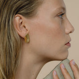 EIRA solo earrings showcased on a model, highlighting ethical jewelry made from recycled gold and silver.
