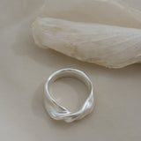 Satin-finish 925 recycled silver ring from Basel, showcasing unique handmade design and ethical craftsmanship.