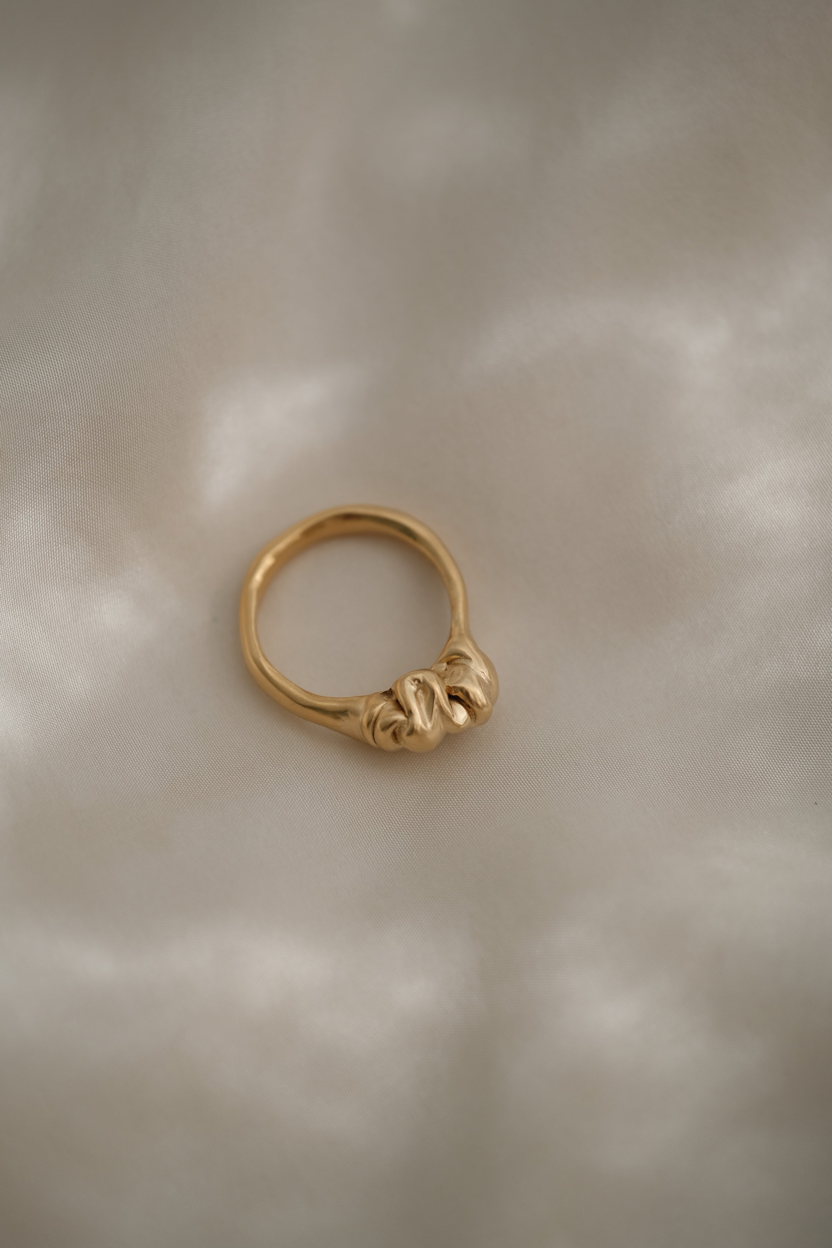 DROP 04 ring one in 18k gold-plated recycled silver, handmade in Basel for unique, ethical jewelry.