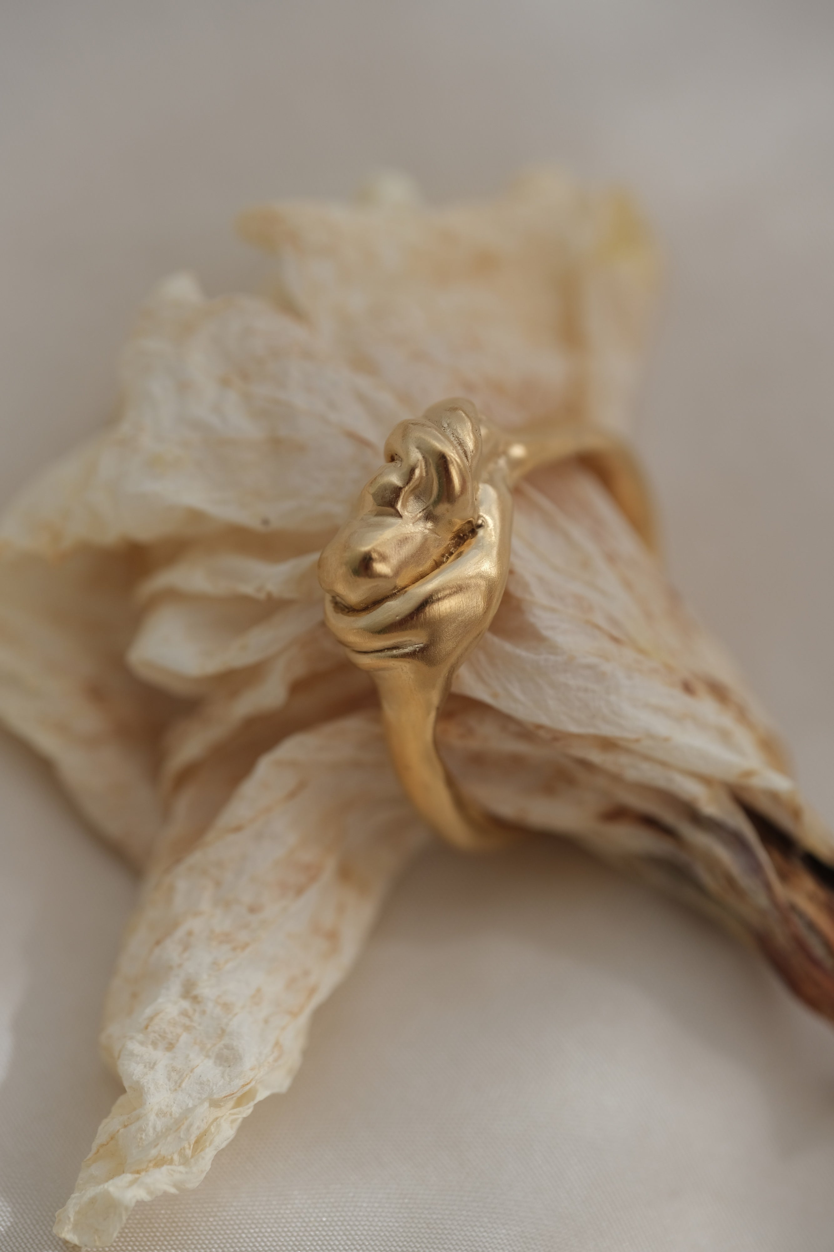 DROP 04 ring one, handmade 18k gold-plated on recycled silver, ethical sustainable jewelry from Basel, Switzerland.