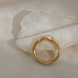 Satin-finish 18k gold-plated ring made from recycled silver, showcasing unique ethical jewelry design in Basel, Switzerland.