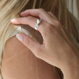 Handmade DROP 04 ring two in 925 recycled silver, showcasing unique design and ethical craftsmanship from Basel, Switzerland.