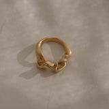 DROP 01 ring in 18k gold-plated 925 recycled silver, handmade in Basel Switzerland, ethical and sustainable jewelry.