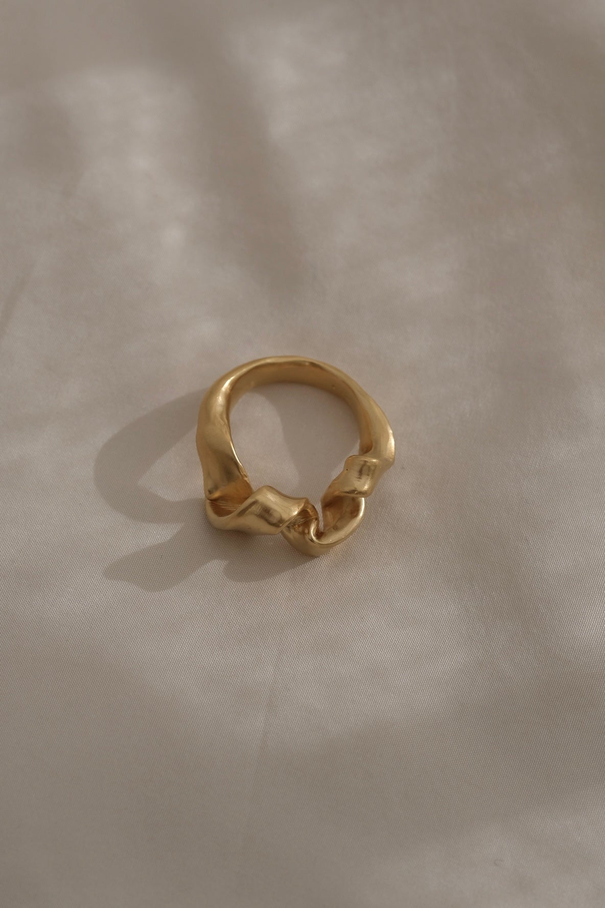 DROP 01 ring in 18k gold-plated 925 recycled silver, handmade in Basel Switzerland, ethical and sustainable jewelry.