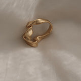 Unique handmade ring in sustainable 18k gold-plated silver, designed in Basel, Switzerland. Ethical jewelry craftsmanship.