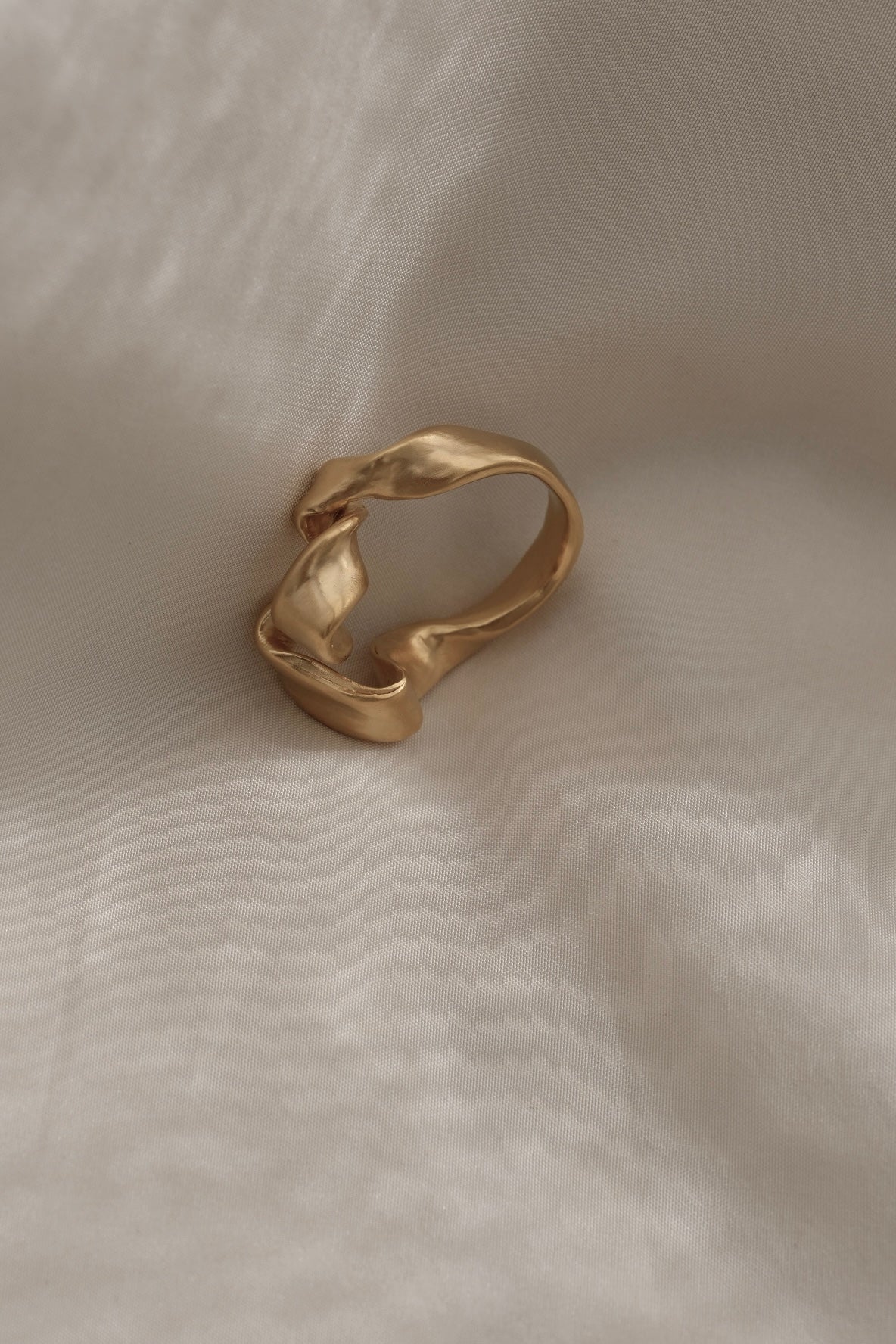Unique handmade ring in sustainable 18k gold-plated silver, designed in Basel, Switzerland. Ethical jewelry craftsmanship.