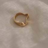 Unique DROP 01 ring, 18k gold-plated recycled silver, handmade in Basel Switzerland, ethical and sustainable jewelry.