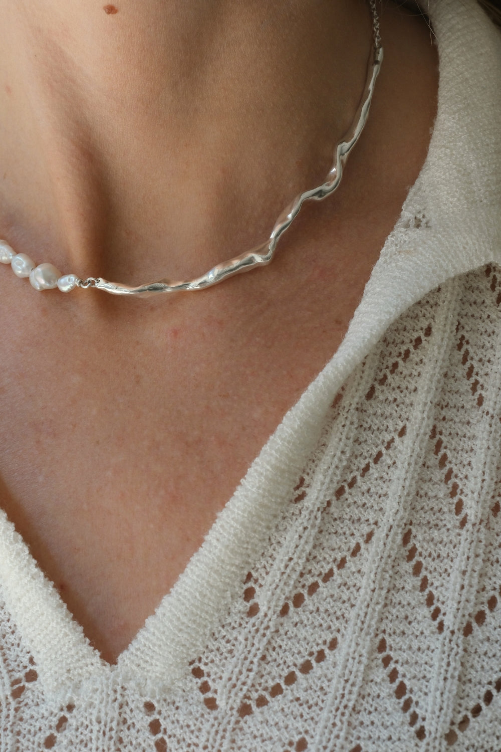 Ethical and sustainable handmade necklace in 925 recycled silver, designed in Basel, Switzerland.