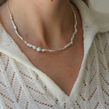 Handmade 925 recycled silver necklace, ~44.5 cm long, ethical jewelry crafted in Basel, Switzerland.