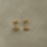 Handmade ethical earrings in 18k recycled yellow gold, designed in Basel, Switzerland, featuring a unique, shiny finish.