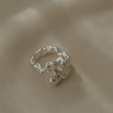 DROP 03 ring one in 925 recycled silver, handmade in Basel, showcasing unique, ethical, and sustainable jewelry.