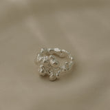 DROP 03 ring in recycled silver, handmade in Basel, Switzerland. Unique ethical jewelry with a satin finish.