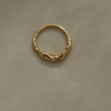 Handmade DROP 03 ring in recycled yellow gold, featuring a unique organic design, crafted in Basel, Switzerland.