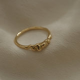 DROP 03 ring two, unique handmade jewelry in recycled yellow gold, crafted in Basel, Switzerland, ethical design.