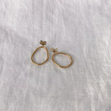 Handmade LOON small earrings in 18k gold-plated recycled silver, showcasing a natural semi-shiny finish.
