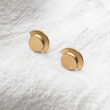 MOONLIGHT earrings - handmade ethical jewelry in 18k gold-plated recycled silver, 1.5 cm length, semi-matte finish.