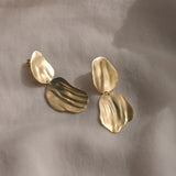 EIRA duo earrings in 18k gold-plated recycled silver, handmade ethical jewelry with a matte finish.