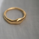 MIRU ring in 18k gold-plated recycled silver, showcasing a natural shiny surface. Ethical handmade jewelry.