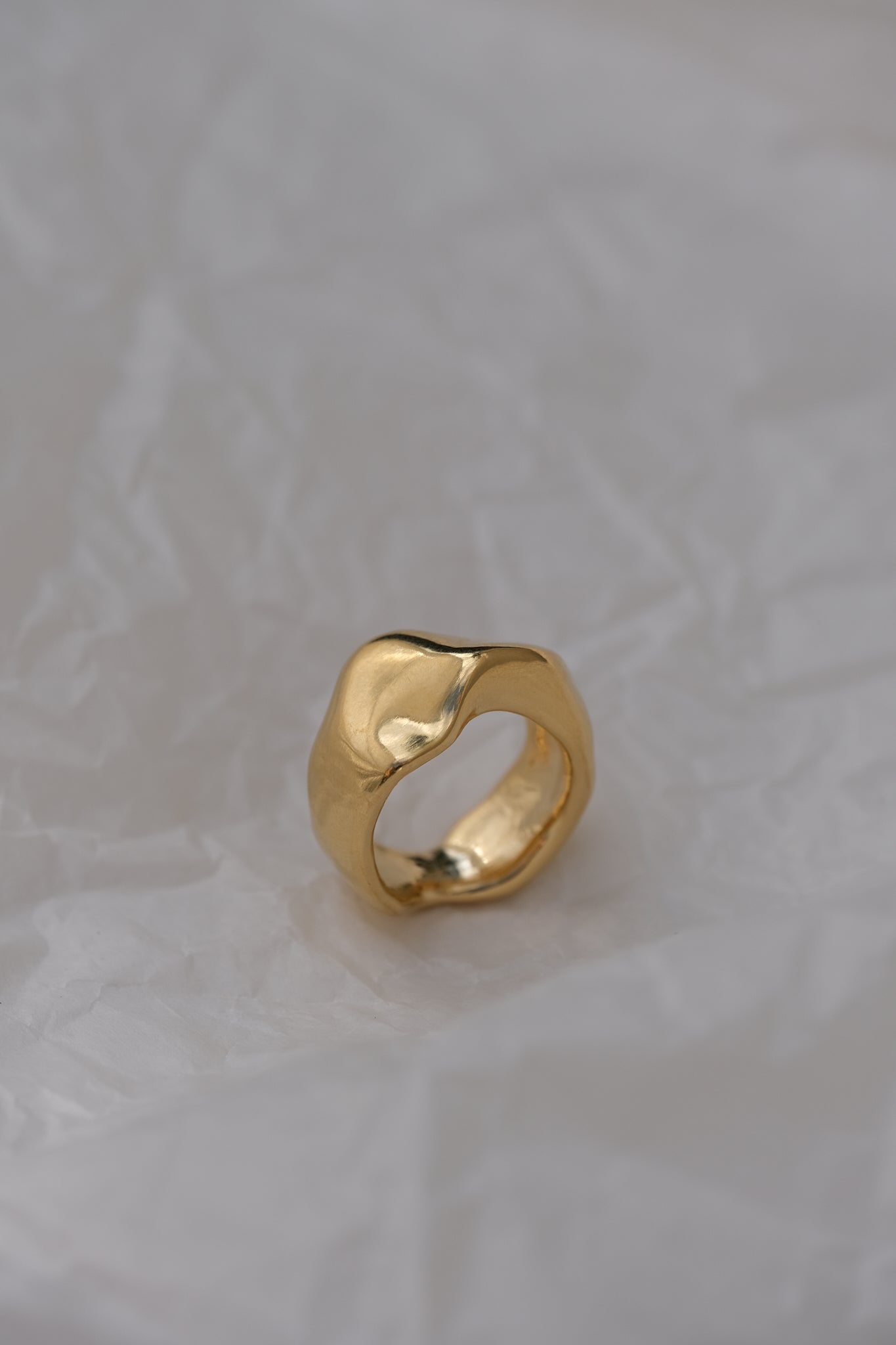 Handmade MOA ring in 18k gold-plated recycled silver, showcasing sustainable and ethical jewelry craftsmanship.