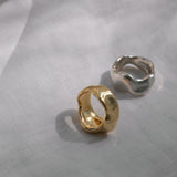 Handmade MOA ring in 18k gold-plated recycled silver and recycled sterling silver, showcasing sustainable, ethical jewelry.