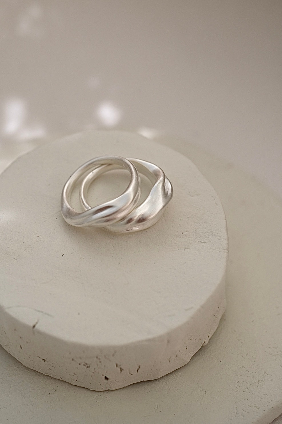 Handmade YERERA big ring in recycled silver, showcasing ethical and sustainable jewelry design.